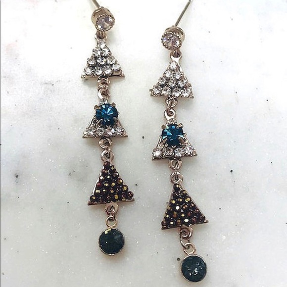 Artisan Triangle Crystal Dangle Earring-Boutique - Picture 6 of 7